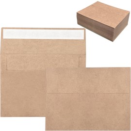 100 Pack 4x6 Envelopes for Invitations, 6.5x4.75" Brown Kraft Envelopes, Self Seal A6 Envelopes for Greeting Cards, Photos, Postcards, Invitation Envelopes for Wedding, Graduation, Baby Shower, Party