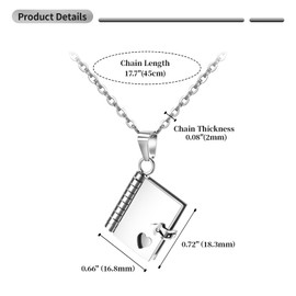 Flonge Love Book Pendant Necklace: Heart Hollow Book Necklace Openable Love Letter Necklace with Adjustable Chain Jewelry Gift for Couples Silver