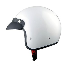 1Storm Motorcycle Open Face Helmet Mopeds Scooter Pilot Half Face Helmet with Peak Visor, HKY207 Glossy White + Tinted Goggle Bundle