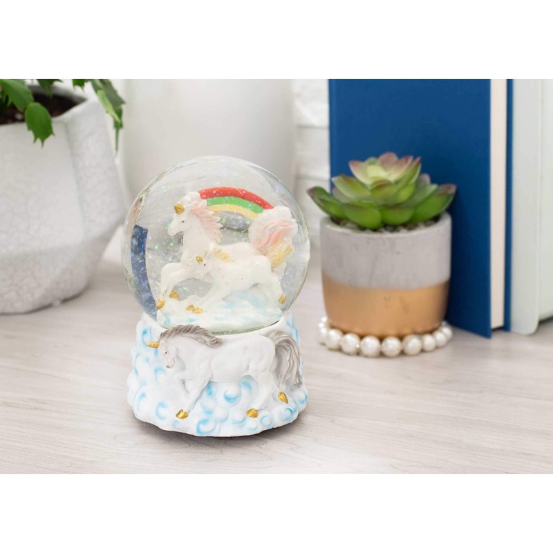 Elanze Designs Rainbow Unicorns 100MM Sturdy Resin Glitter Water Wind