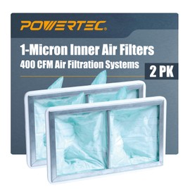 POWERTEC 1 Micron Inner Air Filter for WEN 3410, POWERTEC AF4000/AF4001, Shop Fox W1830 Air Filtration System, Replacement for WEN 90243-026-2 Woodworking Air Filters for Workshop & Garage, 2PK