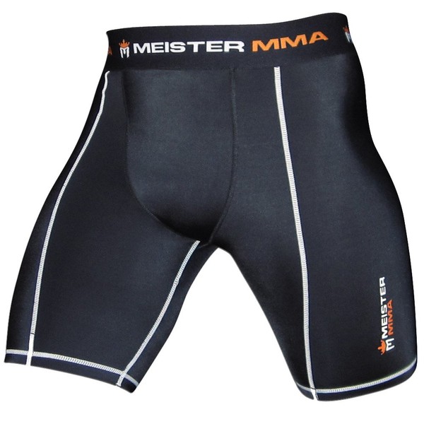 Meister MMA Compression Rush Fight Shorts w/Cup Pocket - Black - Large (34-35)