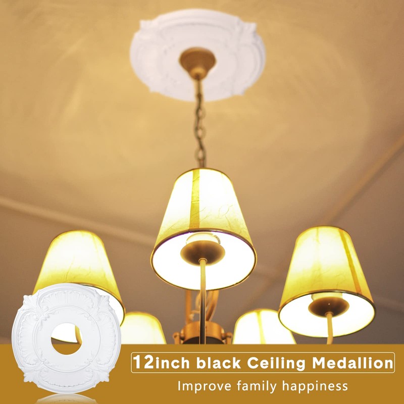 Cunno 2 Pieces PU Ceiling Medallion Decorative Ceiling Fan Medallion