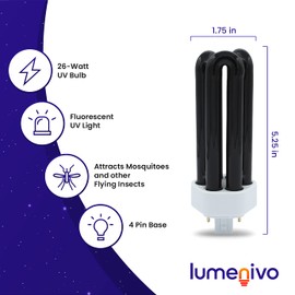 26 Watt Bug Zapper Bulb Replacement for DynaTrap 43050 by Lumenivo - 26W Bug Zapper Light Bulbs Outdoor for Mosquito Control - for Models DT1750 and DT1775 - ¾ Acre and 1 Acre Coverage - 3 Pack