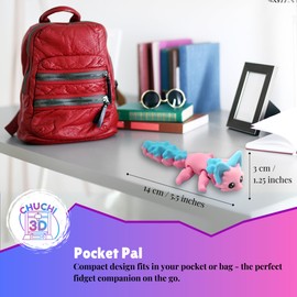 Cassie the Cotton Candy Fox – 3D Printed Fidget Fantasy Animal – Cute, Wiggly & Flexible – Sensory Stress Relief for ADHD & Autism – Collectible, Fun Gift & Home Desk Decor for gifting