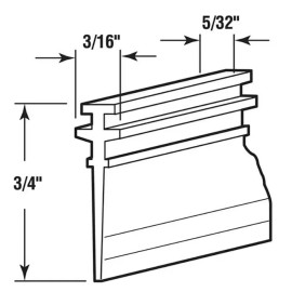 CRL Gray Shower Door Vinyl "T" Seal and Sweep - 36 in long
