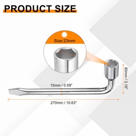 HARFINGTON 2pcs Car Spare Tire Lug Wrench 23mm Carbon Steel l Type Slotted End Hexagon Socket Wrench L-Shaped Tire Repair Tool for Automobile Repair