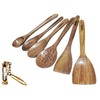Wood Vibe 6-Piece Wooden Spoons for Cooking, Long Handle Wooden