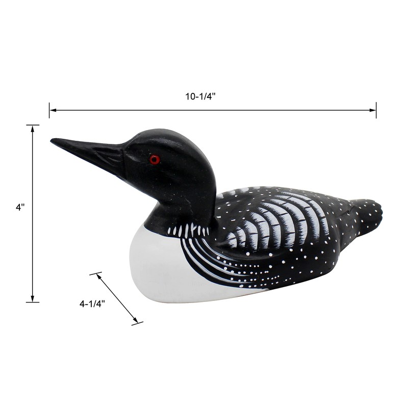 CVHOMEDECO. Primitives Hand Engraving and Painted Wood Loon Farmhouse Figurine