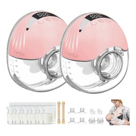 Extractor De Leche Doble Eléctrico, 4 Modos Extractor de Leche Manos Libres,12 Niveles Sacaleches Eléctricos con Bolsas Leche Materna, Extractor de Leche Portátil Viene 2 Bridas de 19mm y 21 mm