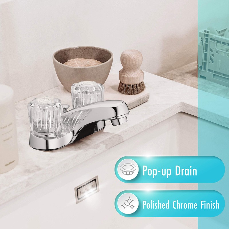 Aqua Vista 10-B421-AV Two Handle Bathroom Sink Faucet, Polished Chrome