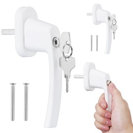 kwmobile Window Handle Lockable - Window Lock with Button and Key - Window Lock - Window Child Lock - Safety Window Handle - Pack of 2 - White