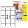 Avery J8 Etiketten Quick Dry 63.5 x 38.1 Bianco
