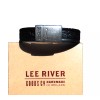 Lee River embossed Black leather Cuff Bracelet, large