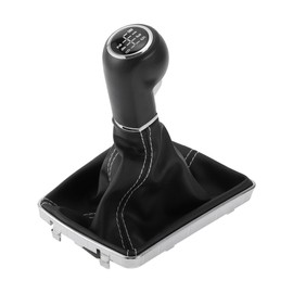 TUCKBOLD 6 Speed Manual Gear Shifter Knob with Cover for Opel for Astra III H | Gearbox Stick Shifter Lever Knob Black White Plastic Faux Leather 1 Pcs