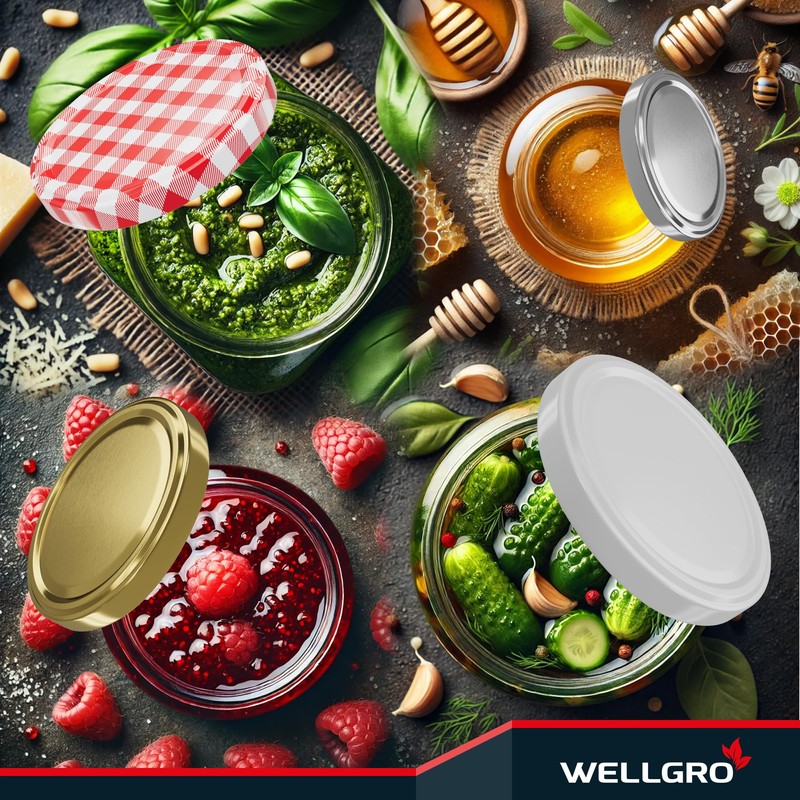 WELLGRO 50 x preserving lids TO 82 black - replacement
