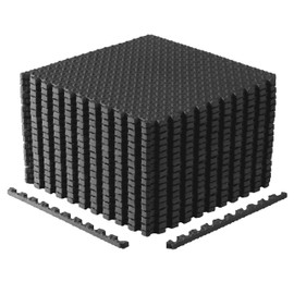 CAP Barbell 3/4-Inch Interlocking EVA Foam Exercise Puzzle Mats - 3 Pack | 24" x 24" x 3/4" | Diamond Pattern - Black