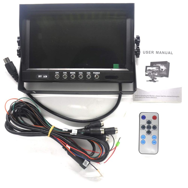 Padarsey 9" TFT LCD Car Rearview Quad Split Monitor,Remote Control,