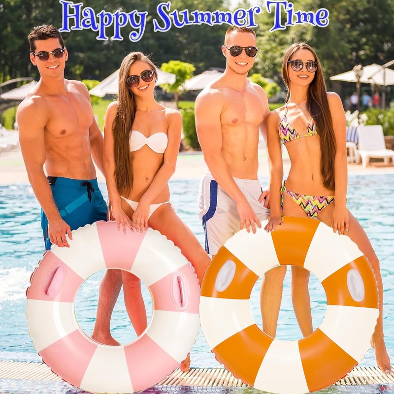 2 PCS 43inch Orange Inflatable Pool Floats for Adults Swimming