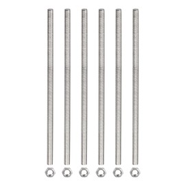 Rebower Fully Threaded Rod (with 6 Pcs Hex Nuts),Stainless Steel Fully Threads Studs[for Assembly Fastening] - M4 x 250mm,0.7mm Pitch/ Silver/ 6 Pcs