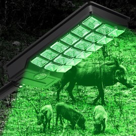Hog Lights for Night Hunting, Green Hog Hunting Lights with Remote Control, Motion Activated, IP65 Waterproof, Solar Powered Feeder Green Light for Hunting Hogs Deer Coyote Varmint