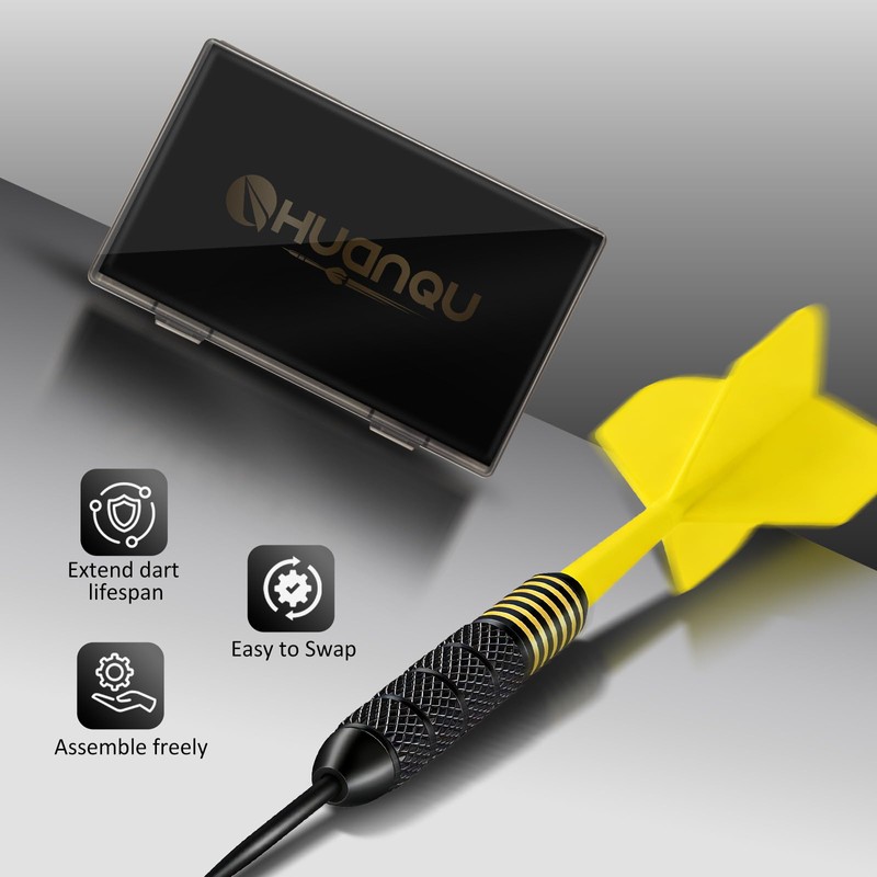 HUANQU 6 Pack Steel Tip Darts,Professional 24 Grams Metal Dart