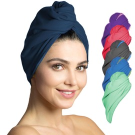 Microfibre Hair Turban Set - 2 Pieces, Absorbent and Quick-Drying - Special Turban Towel and Hair Towel (Navy Blue)