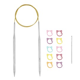 Circular Knitting Needles 40inch (100cm x 6mm) Stainless Steel Metal Round Knitting Needles with 10 Sturdy Stitch Markers