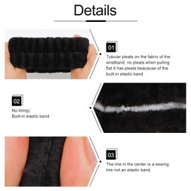 6 Pcs Spa Headband and Wristband Set, Multicolour Microfiber Fleece with Bow Design (Balck, One Size)