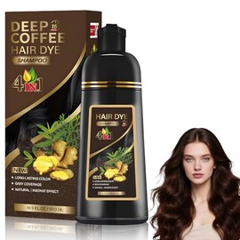 Champú para Teñir El Cabello Negro 4 en 1, Champú Colorante para Hombres y Mujeres, Cobertura de Canas con Ingredientes Herbales, Fácil de Usar y Suav