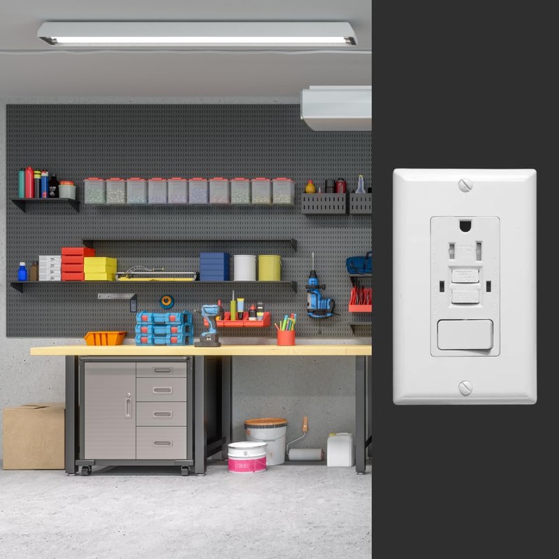 SHADID 15 Amp 125 Volt Tamper-Resistant GFCI Combo Outlet, GFCI