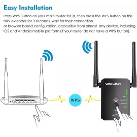 Wavlink Wi-Fi 300Mbps Range Extender Repeater - Black - New in Box
