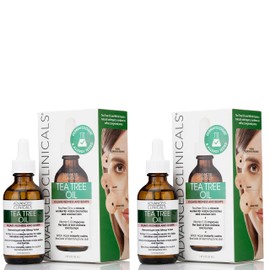 Advanced Clinicals Advanced Clinicals Vegan Tea Tree Oil For Skin | Acne Patch Vegan Facial Serum | Targets Redness, Bumps, Breakouts, & Acne Scars | Organic Pure Tea Tree Oil For Face W/Vitamin E & Witch Hazel, 2pc