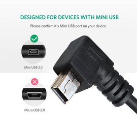 Short Mini USB Cable 5-Pin USB Mini Wire Right Angle USB 2.0 to USB Mini-B Adapter Cord for Dash Cam/Rearview Mirror/Sat Nav/Camcorders/Cameras/Hard Drive/All Mini USB-Enabled Devices (6-inch, 3-Pack)