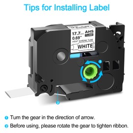 GREENCYCLE HSe-241 HS2-241 HS-241 Heat Shrink Tube Label Tape 17.7mm 0.69 Inch 3/4" Black on White Compatible for Brother Ptouch PTD400 PTD450 PTD600 PT-H300 PT-E300 PTP700 PTP710BT PT-P750W, 3 Pack