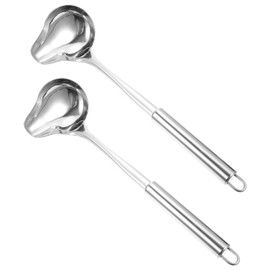 Artibetter 2 Cucharas De Acero Inoxidable Para Salsas Con Pico Cucharas De Pico De Pato Cucharón Para Servir Sopa Utensilio De Cocina Para Cucharas Salsas Aderezos