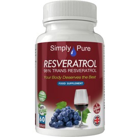 Simply Pure Resveratrol Capsules x 60, 98% Trans Resveratrol, Gluten Free, GM Free and Vegan