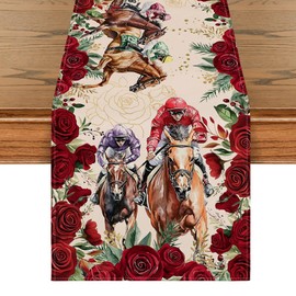 Artoid Mode - Camino de mesa de carreras de caballos Kentucky Derby, decoración de mesa para fiestas en el hogar, 13 x 36 pulgadas