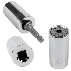 Jazooli Universal Grip Socket Wrench Hand Ratchet Spanner Drill Adapter Magic Metal Strong Gadget DIY Handyman Multipurpose Tool Fits Bolt Head Sizes 7mm - 19mm