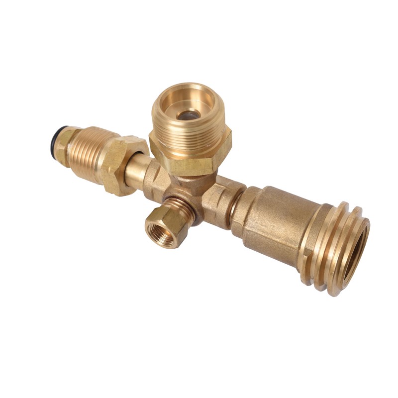 Flame King 4 Port Brass Tee Propane Adapter POL Inlet,