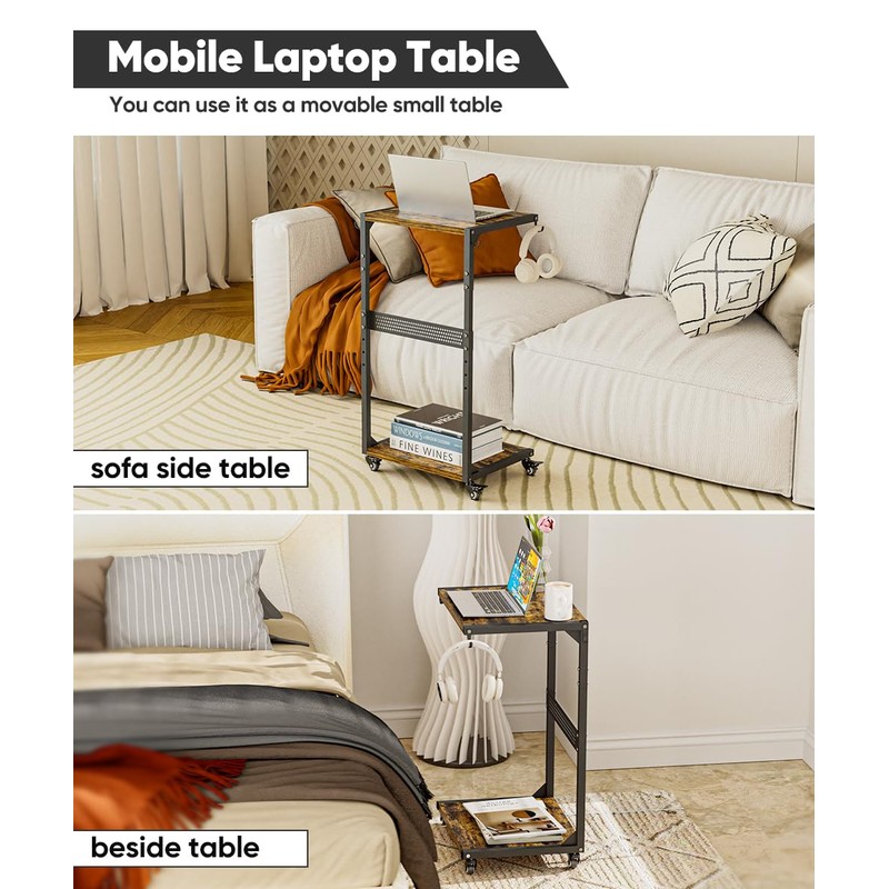 Ansionsol Computer Tower Stand, 2-Tier Metal CPU Holder Stand with