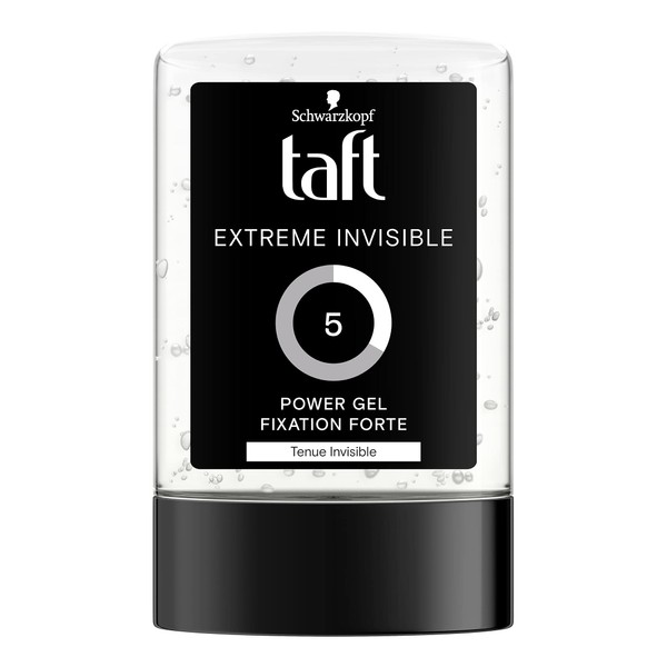 Schwarzkopf - Taft - Hair Styling Gel - Extreme Power Gel - Invisible - Strong Hold - Long Lasting - No Stickiness - Men's Hair Styling - Vegan Formula - Alcohol Free - 300 ml Bottle