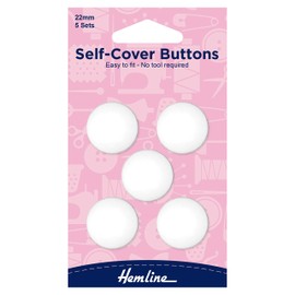 Hemline Self Cover Plastic Buttons, 11mm, 15mm, 18mm, 22mm, 29mm,38mm, (22mm - 5 Buttons)