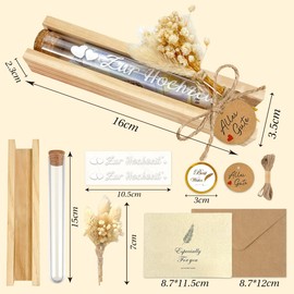 Hochzeitsgeschenke für Brautpaar, Elegante Geldgeschenk Hochzeit, Geldgeschenke Verpackung Geschenkbox mit Trockenblumen & Hochzeitskarte & Reagenzglas, Kreative Hochzeitsgeschenk Geld
