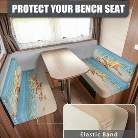 Knextrepoy Starfish RV Dinette Cushion Covers RV Stretch Sofa Seat Slipcovers Seaside Beach Camper Cushion Slipcover 1 PCS Bench Cover and 1 PCS Backrest Cover Camper Accessories for Inside