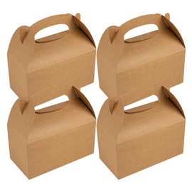 Restaurantware Bio Tek 9.5 x 5 x 5 Inch Gable Boxes For Party Favors, 25 Attractive Gift Boxes - With Built-In Handle, Greaseproof, Kraft Paper Gable Boxes, For Birthday Parties And Weddings