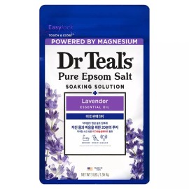 Dr. Teal's 닥터틸즈 퓨어 엡섬 솔트 소킹 솔루션 입욕제 라벤더 에센셜 오일, 1.36kg, 1개 Dr. Teal's Pure Epsom Salt Soaking Solution Bath Salt with Lavender Essential Oil, 1.36kg, 1 piece