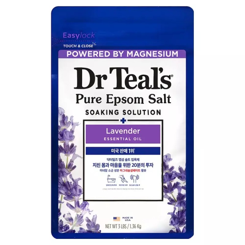 Dr. Teal's 닥터틸즈 퓨어 엡섬 솔트 소킹 솔루션 입욕제 라벤더