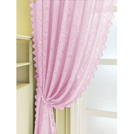 Net Curtains for Windows 90 drop Pair Victoria Floral Pattern Window Curtain Net Curtain for Doors Decor 140cm Width x 229cm Drop (55"x 90") Pink Curtains