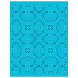 NextDayLabels - 8-1/2 x 11 Neon Color High Light Fluorescent Labels for Laser & Inkjet Printer (Blue Fluorescent, 1" Round - 63 per Page - 1575 Labels)